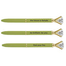 Future Is Female Chartreuse Green Gem Pen | Giftable Single Pen | Novelty Office Desk Supplies