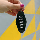 GAY GAY GAY GAY GAY Motel Style Keychain in Black