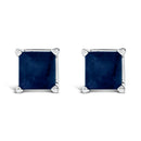 14K White Gold 5x5MM Princess Cut Purple Amethyst Solitaire Stud Earrings