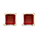 14K White Gold 5x5MM Princess Cut Purple Amethyst Solitaire Stud Earrings