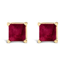 14K White Gold 5x5MM Princess Cut Purple Amethyst Solitaire Stud Earrings
