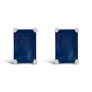14K White Gold 6x4MM Emerald Shaped Amethyst Solitaire Stud Earrings