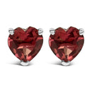14K White Gold 5MM Heart Cut Purple Amethyst Solitaire Stud Earrings
