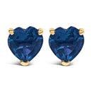 14K White Gold 5MM Heart Cut Purple Amethyst Solitaire Stud Earrings