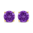 14K White Gold 5X5MM Round Purple Amethyst Solitaire Stud Earrings