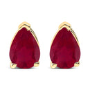 14K White Gold 6x4MM Pear Shaped Purple Amethyst Solitaire Stud Earrings