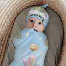 Personalized Green Dragon Baby Swaddle & Hat Set | Custom Name Gift