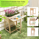 Wooden Raised Garden Bed with Legs and Foldable Side Table