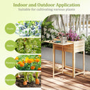 Wooden Raised Garden Bed with Legs and Foldable Side Table