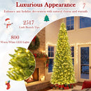 12 Feet Tall Prelit Hinged Artificial Christmas Tree with 2517 PVC PE Branch Tips