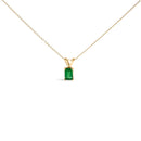 14K White Gold 6x4MM Emerald Cut Purple Amethyst Solitaire Pendant Necklace