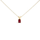 14K White Gold 6x4MM Emerald Cut Purple Amethyst Solitaire Pendant Necklace