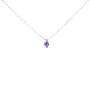 14K White Gold 5X5 MM Heart Shaped Purple Amethyst Solitaire Pendant Necklace