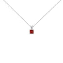 14K White Gold 5x5 MM Square Shaped Purple Amethyst Solitaire Pendant Necklace