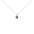 14K White Gold 5x5 MM Square Shaped Purple Amethyst Solitaire Pendant Necklace