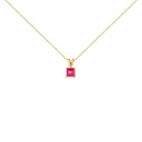 14K White Gold 5x5 MM Square Shaped Purple Amethyst Solitaire Pendant Necklace