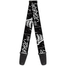 Guitar Strap - THE JOKER Smiling Eyes Sketch Close-Up Black/White