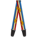 Guitar Strap - Wonder Woman Logo Stripe/Stars Red/Gold/Blue/White