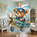 Personalised Teddy Bear Pilot Blanket | Custom Name Gift