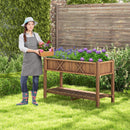 Poly Wood Elevated Planter Box with Legs Storage Shelf Drainage Holes