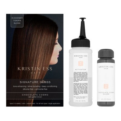 Kristin Ess Hair Dye Gloss in Chocolate Cosmo for Dark Golden Brown Hair 4 fl oz - Imperfect Box