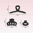 scunci Assorted Styles Claw Clips Matte Black All Hair 3pcs - Imperfect Box