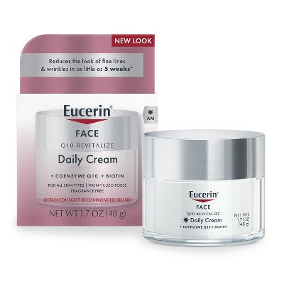 Eucerin Q10 Anti-Wrinkle Sensitive Skin Unscented Face Cream 1.7oz - New