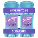Secret Fresh Clear Gel Deodorant  Relaxing Lavender 2.6oz/2pk - Imperfect Box