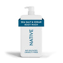 Native Body Wash Sea Salt & Cedar with Pump 36 fl oz - New