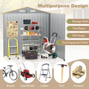 6 x 4 Feet Galvanized Steel Storage Shed with Lockable Sliding Doors