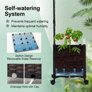 6.6 Feet Garden Arch Trellis with 2 Planter Boxes and Lockable Wheels-Black