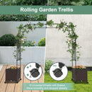 6.6 Feet Garden Arch Trellis with 2 Planter Boxes and Lockable Wheels-Black