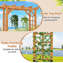 7/7.5 Feet Garden Arch Wooden Arbor Outdoor Wood Trellis for Climbing Plants