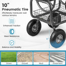 Garden Hose Reel Cart 300 Feet Large Capacity with 4 Wheels and Storage Basket-Gray