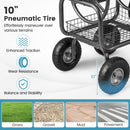 Garden Hose Reel Cart 300 Feet Large Capacity with 4 Wheels and Storage Basket-Gray