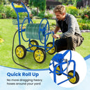 Garden Hose Reel Cart Metal Hose Cart with 4 Wheels and Storage Basket