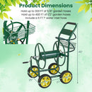 Garden Hose Reel Cart Metal Hose Cart with 4 Wheels and Storage Basket