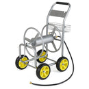 Garden Hose Reel Cart Metal Hose Cart with 4 Wheels and Storage Basket