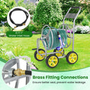 Garden Hose Reel Cart Metal Hose Cart with 4 Wheels and Storage Basket