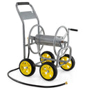 Garden Hose Reel Cart 4 Wheels Heavy-Duty Metal Water Hose Organizer Portable