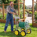 Garden Hose Reel Cart 4 Wheels Heavy-Duty Metal Water Hose Organizer Portable