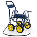 Garden Hose Reel Cart 4 Wheels Heavy-Duty Metal Water Hose Organizer Portable
