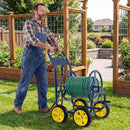 Garden Hose Reel Cart 4 Wheels Heavy-Duty Metal Water Hose Organizer Portable