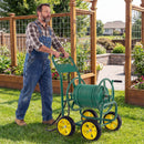 Garden Hose Reel Cart 4 Wheels Heavy-Duty Metal Water Hose Organizer Portable