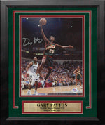 Gary Payton in Action Seattle SuperSonics Autographed 8" x 10" Framed Basketball Photo