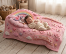 Pink Unicorn Baby Milestone Blanket | Little Dreamer Sleeping Unicorn on Rainbow Cloud | Month Numbers 1–12 | Monthly Photoshoot Prop for Baby Girls
