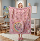 Pink Unicorn Baby Milestone Blanket | Little Dreamer Sleeping Unicorn on Rainbow Cloud | Month Numbers 1–12 | Monthly Photoshoot Prop for Baby Girls