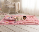 Pink Unicorn Baby Milestone Blanket | Little Dreamer Sleeping Unicorn on Rainbow Cloud | Month Numbers 1–12 | Monthly Photoshoot Prop for Baby Girls