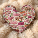 Personalized Pumpkin Heart Pillow | Custom Name | Fall Autumn Harvest Decorative Cushion Gift