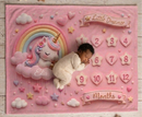 Pink Unicorn Baby Milestone Blanket | Little Dreamer Sleeping Unicorn on Rainbow Cloud | Month Numbers 1–12 | Monthly Photoshoot Prop for Baby Girls